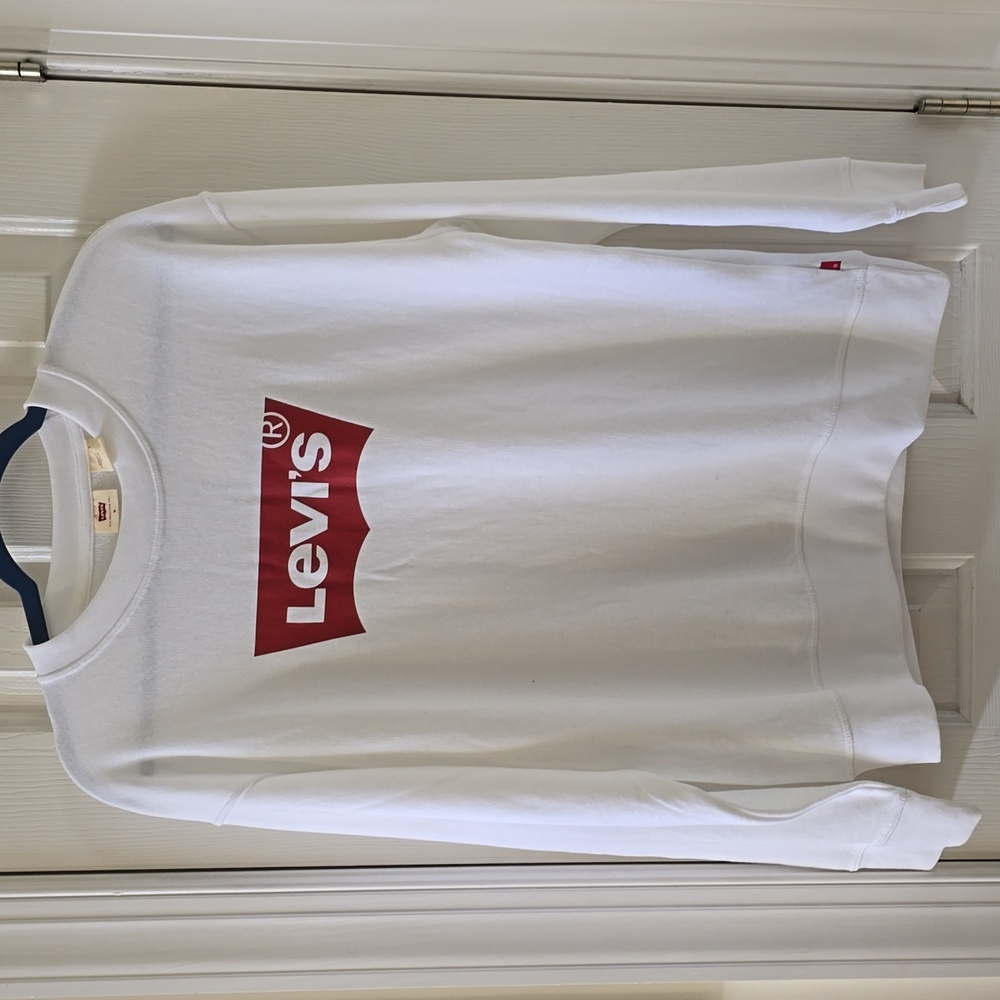 LEVI'S BRAND SIGNATURE WOMENS LONG SLEEVES WHITE SWEATSHIRT MEDIUM